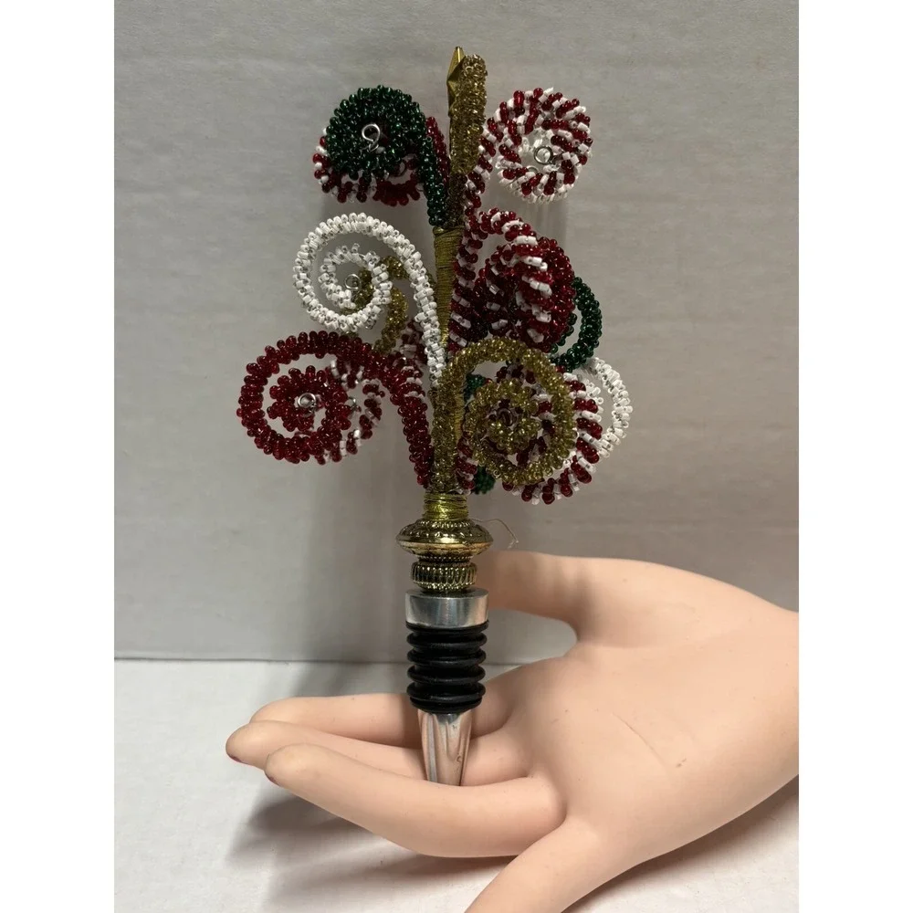 Pier 1 Imports Christmas Holiday Wine Bottle Stopper‎ Festive Oversized curls